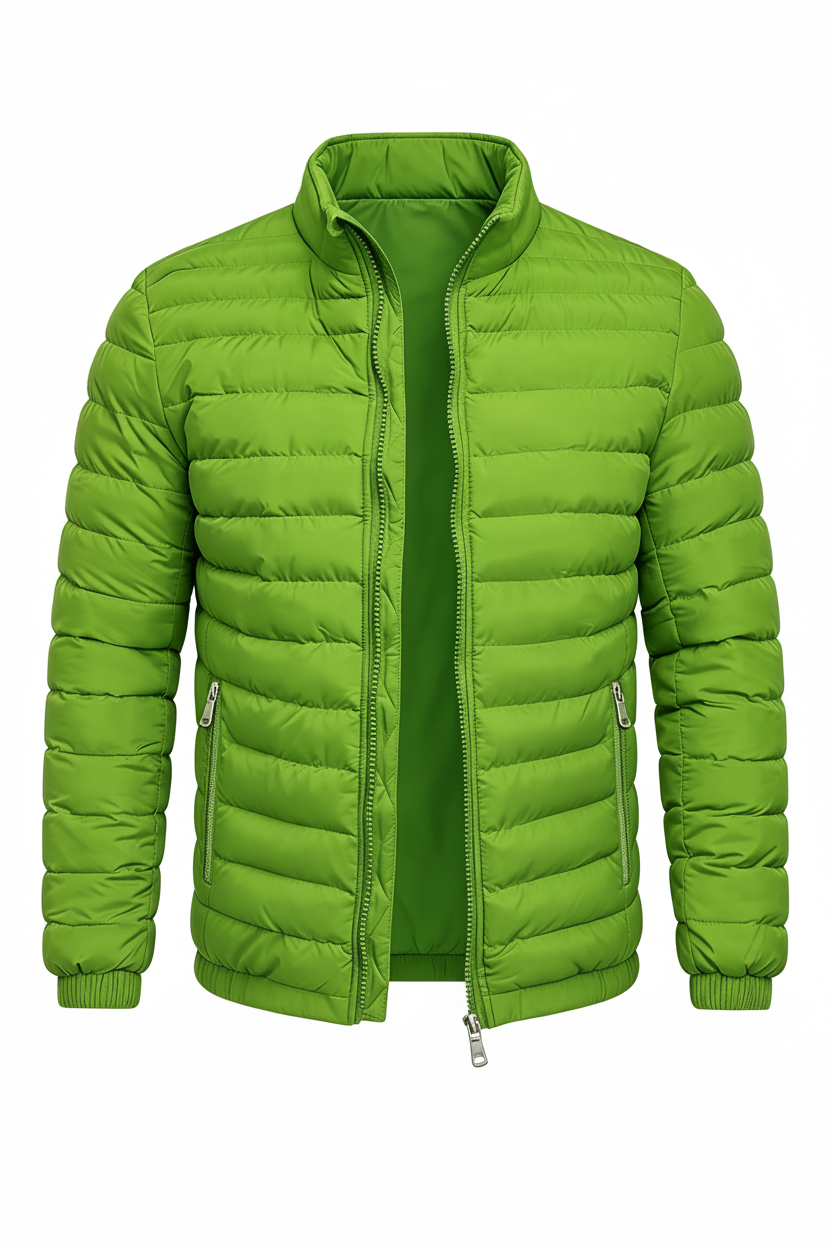 Men's Puffer Jacket - Grass Green Front
