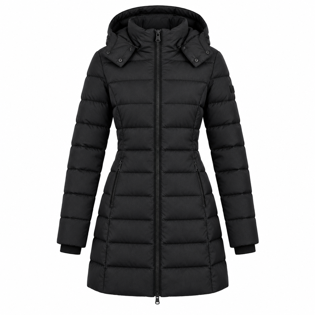 Women's Hooded Quilted Puffer Jacket with Cotton Insulation