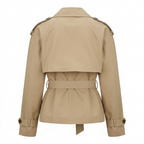 Women's Short Double-Breasted Trench Coat with Belt