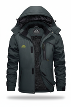 Men's hooded winter fleece lined jacket on a white background