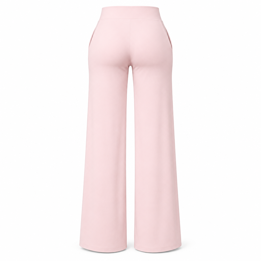 Pink pull-on wide-leg trousers