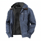 Men's Hooded Jacket with Zip Front and Drawstring Hood for Casual Wear