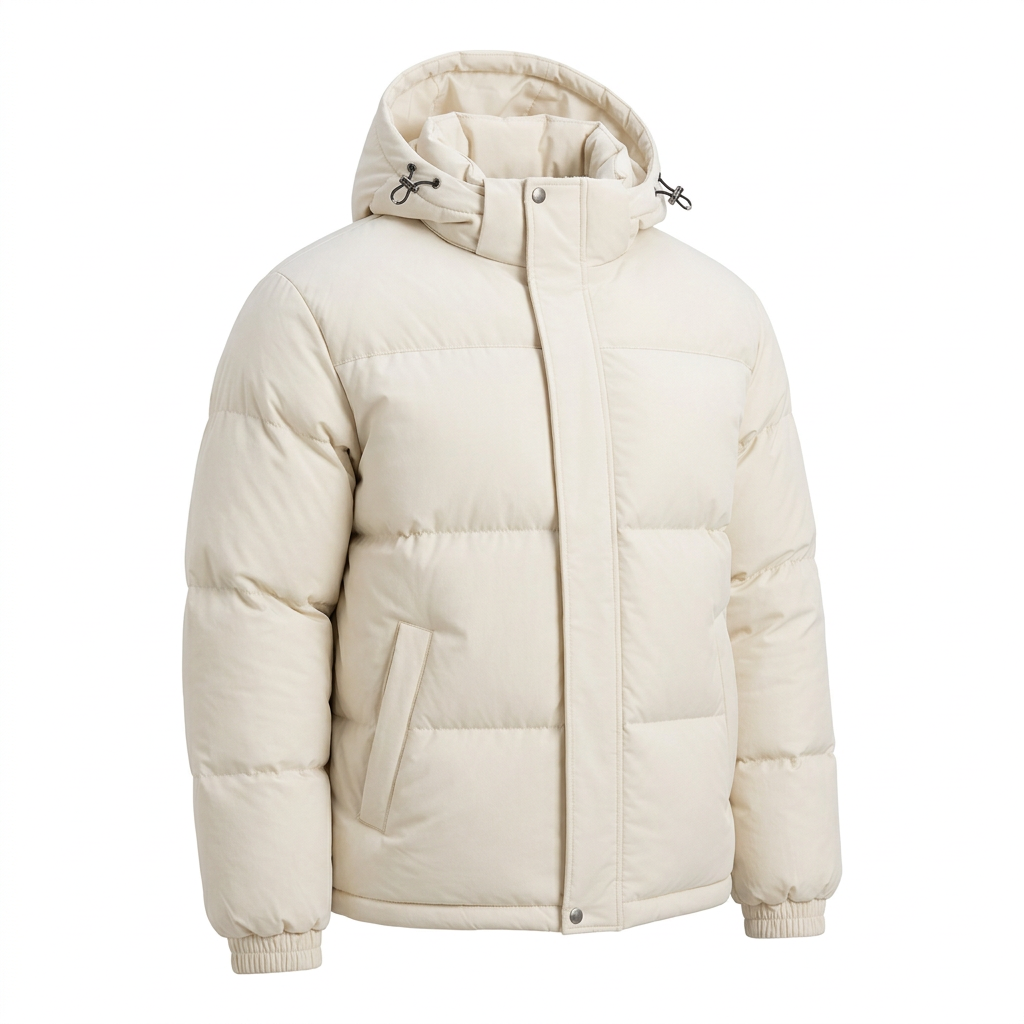 Men’s Winter Hooded Puffer Jacket – Padded Quilted Coat with Storm Flap