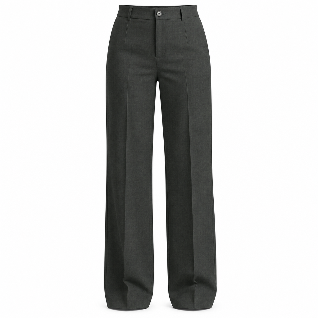 Dark grey straight-leg trousers