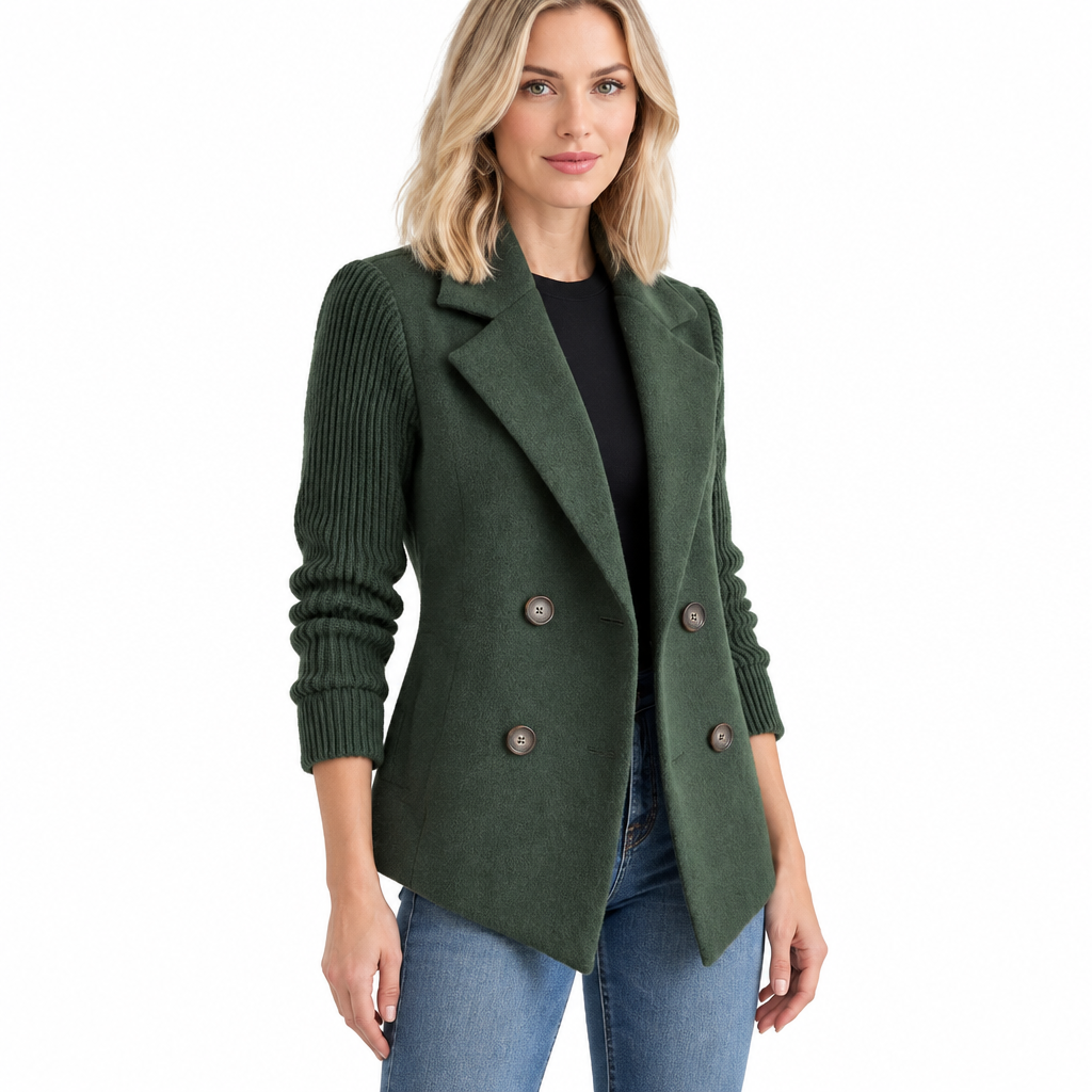Casual Blazer Coat - Soft Ribbed Fabric, Versatile All-Season Style
