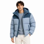 Men's Hooded Winter Puffer Jacket - Thickened, Windproof Warmth