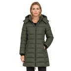 Women's Mid Length Puffer Jacket with Detachable Hood