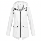 White hooded rain jacket
