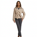 Modern Cotton Trench Coat with Funnel Neck for Women