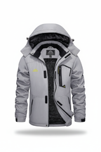 Men's hooded winter fleece lined jacket on a white background