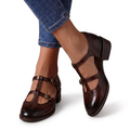 Brogue T-Bar Mary Janes with Double Buckles for All-Day Comfort
