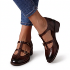 Brogue T-Bar Mary Janes with Double Buckles for All-Day Comfort