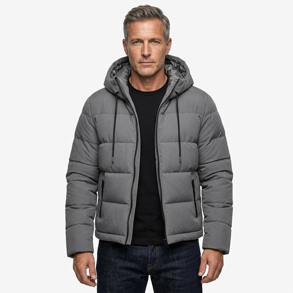 Men's Waterproof Insulated Winter Jacket with Adjustable Hood