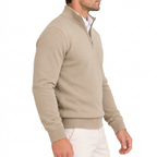 Men's Soft Cotton Blend Half Zip Pullover with Ribbed Trims