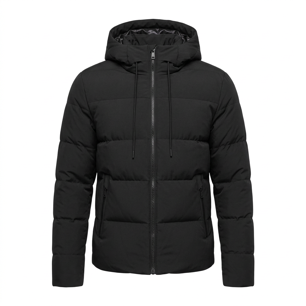 Men's Hooded Winter Puffer Jacket With Zip Pockets