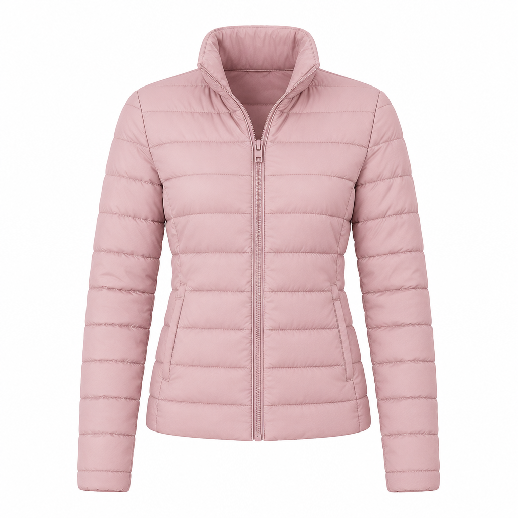 Women's Lightweight Down Puffer Jacket with Stand Collar