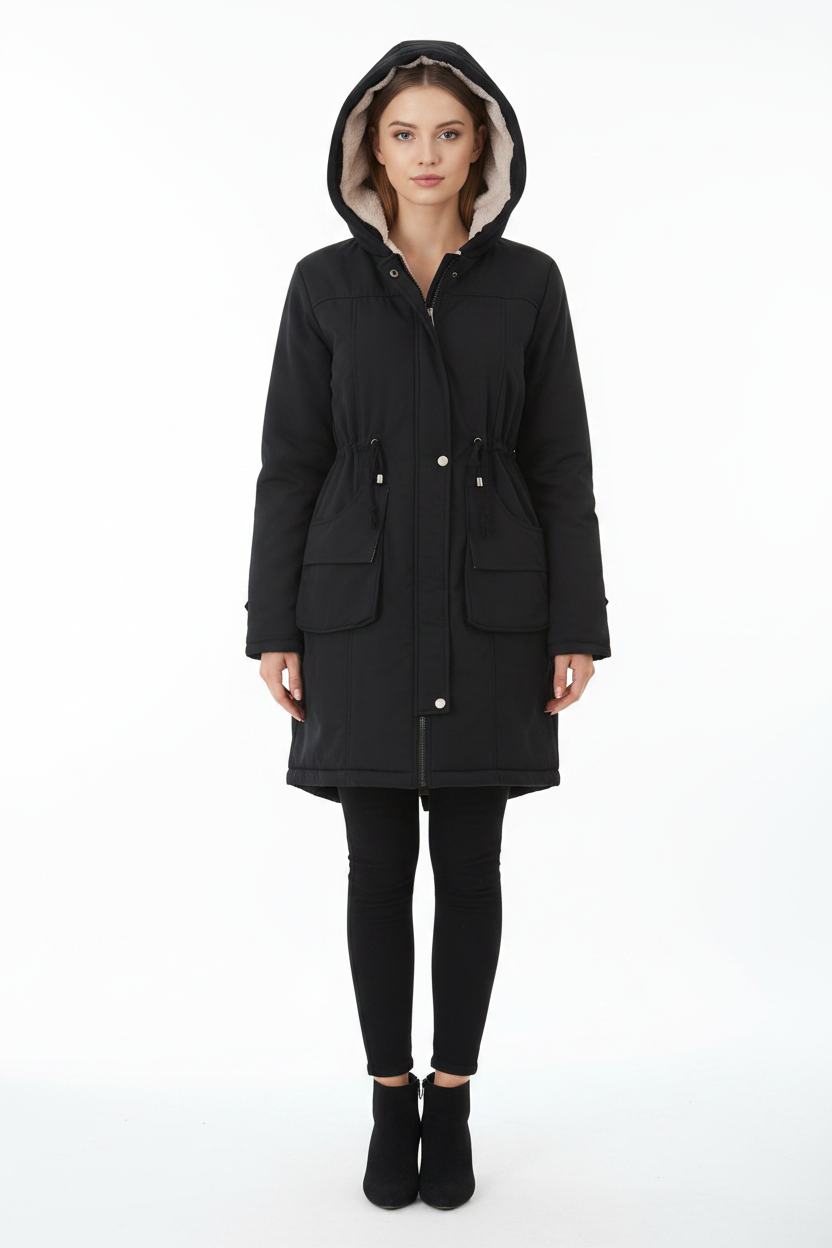 Women's Winter Hooded Parka - modell framifrån