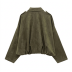 Faux Suede Collared Bomber Jacket for Women
