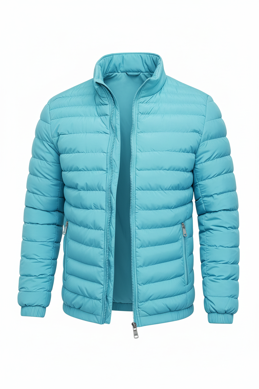 Men's Puffer Jacket - Light Cyan Side