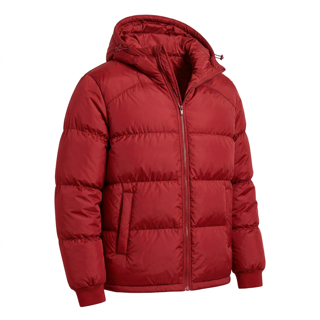 Men’s Hooded Puffer Jacket - Front Zip