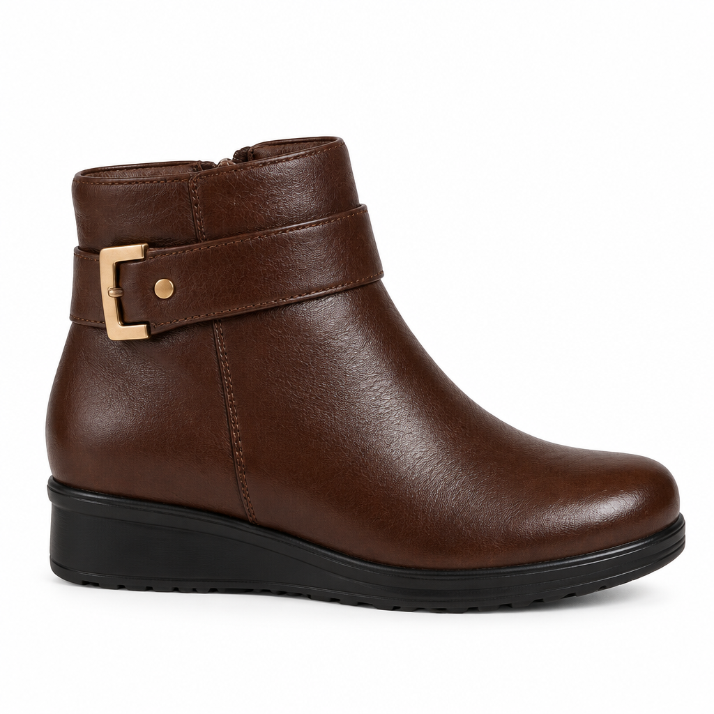 Brown ankle boot, side profile