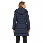Women's Mid Length Puffer Jacket with Detachable Hood