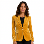 Yellow velvet blazer on white background