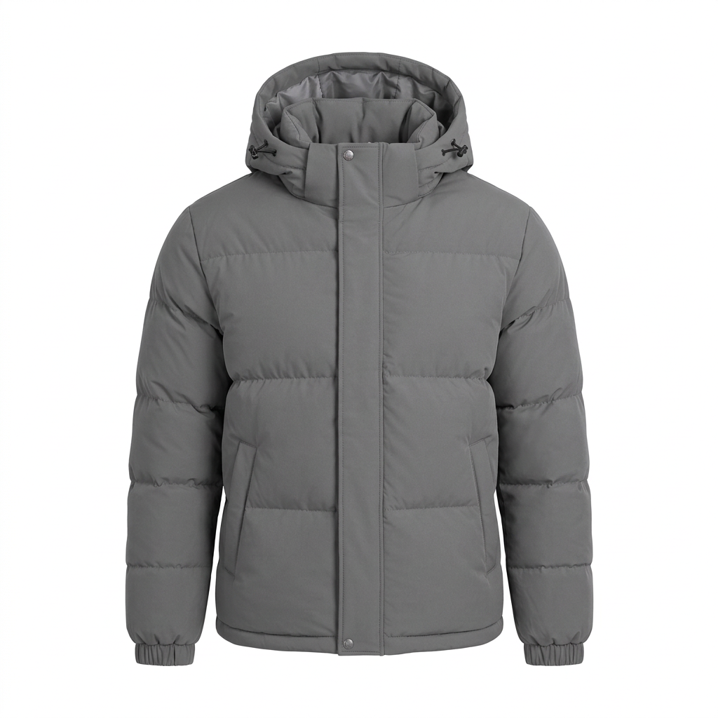Men’s Winter Hooded Puffer Jacket – Padded Quilted Coat with Storm Flap