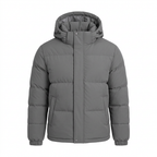 Men’s Winter Hooded Puffer Jacket – Padded Quilted Coat with Storm Flap