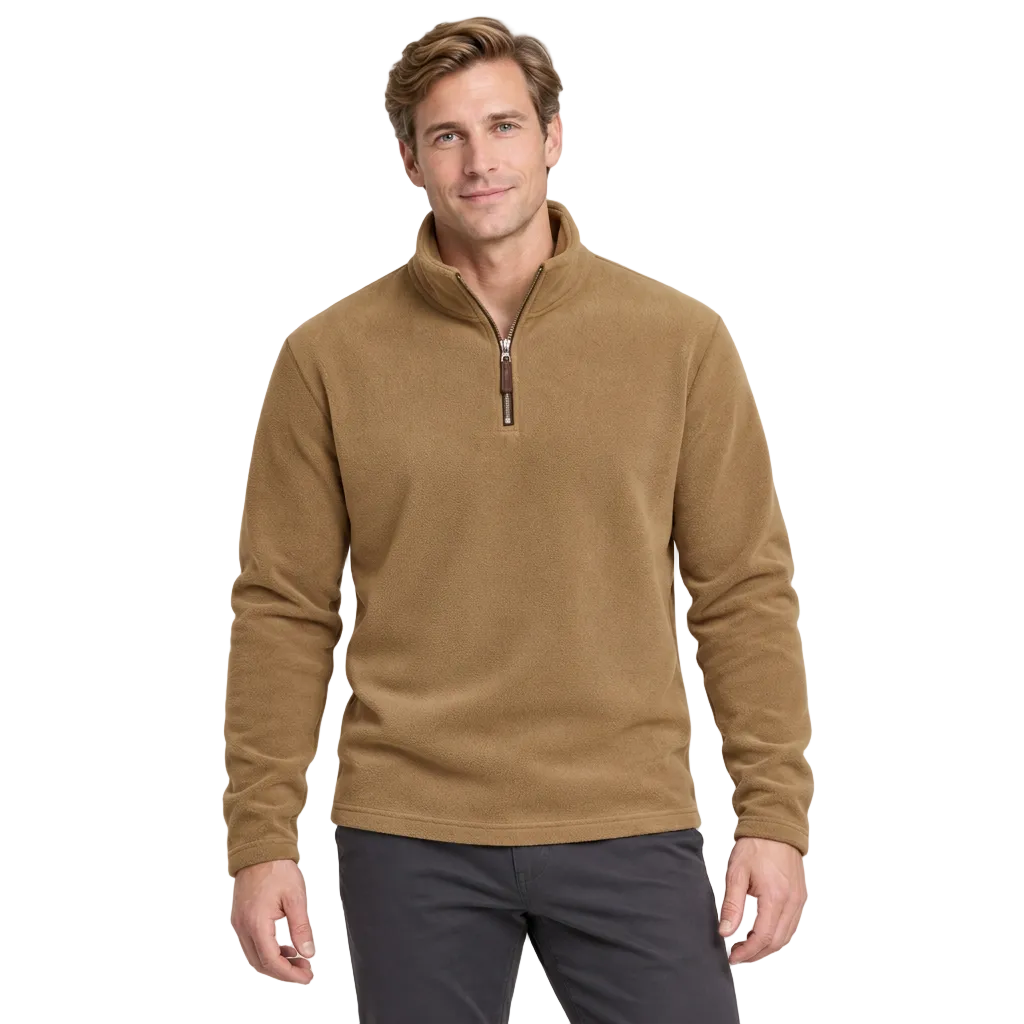 Men’s Quarter-Zip Fleece Jumper – Stand Collar & Regular Fit