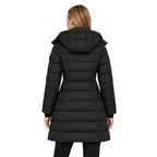 Women's Mid Length Puffer Jacket with Detachable Hood