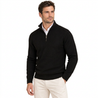 Men's Soft Cotton Blend Half Zip Pullover with Ribbed Trims