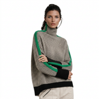 Women's Contrast Stripe Roll Neck Jumper