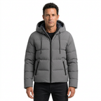 Men's Hooded Winter Puffer Jacket With Zip Pockets