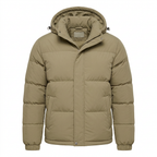 Men’s Winter Hooded Puffer Jacket – Padded Quilted Coat with Storm Flap