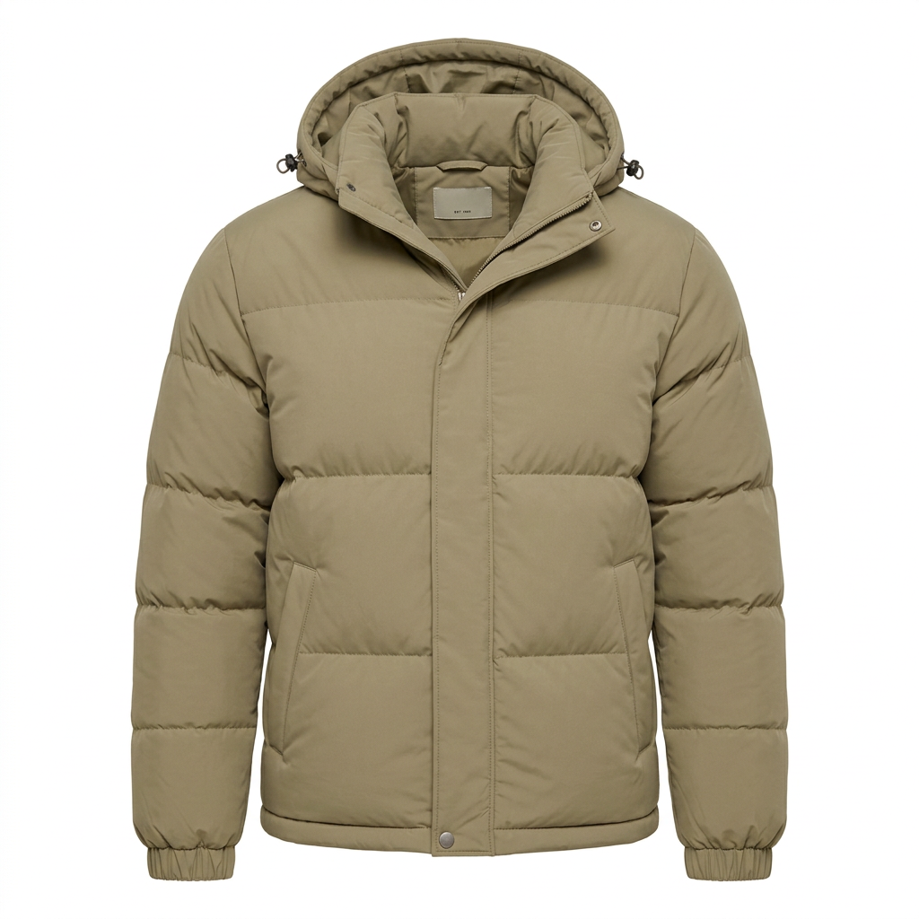 Men’s Winter Hooded Puffer Jacket – Padded Quilted Coat with Storm Flap