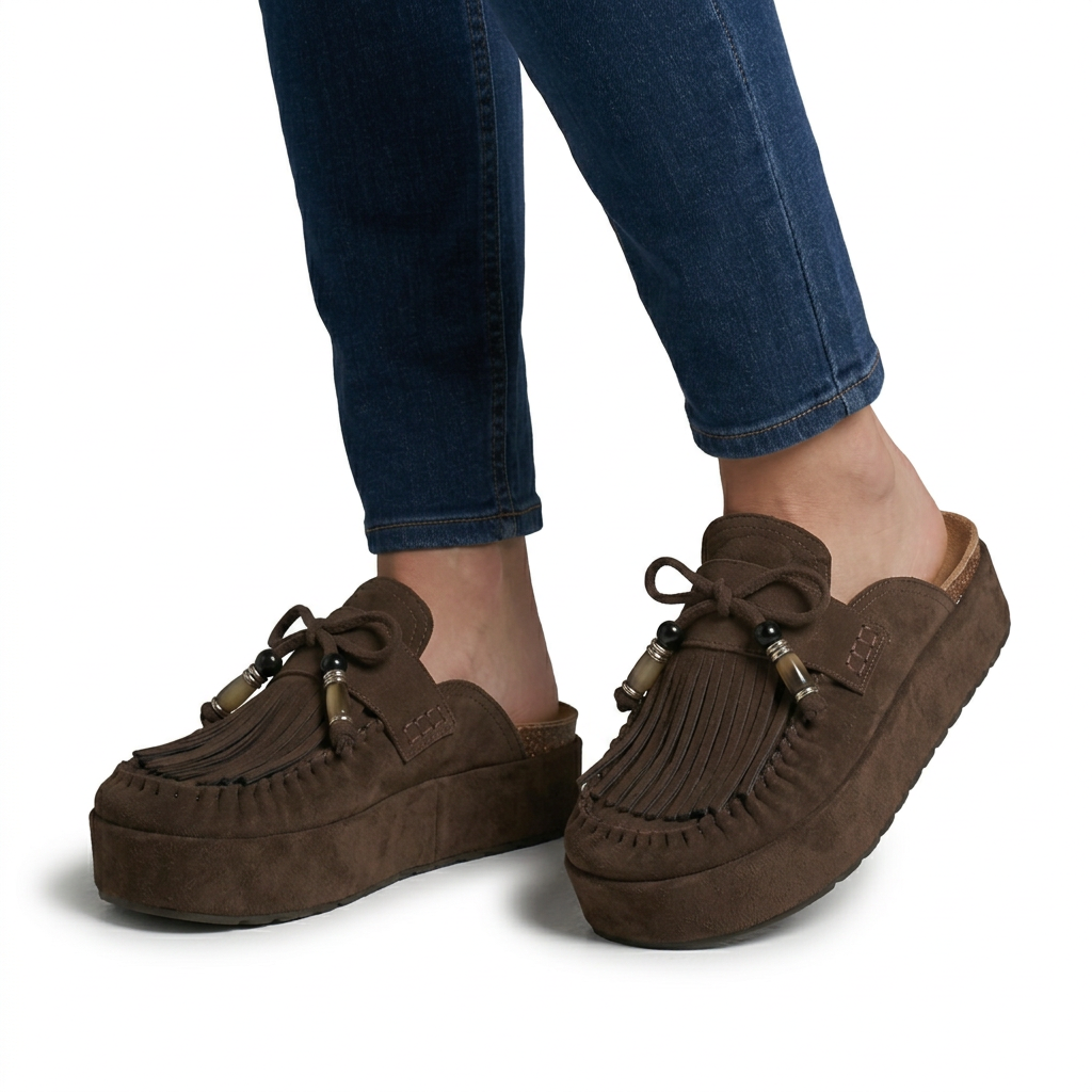 Women's Leather Sandals with Round Toe