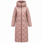 Women's Quilted Long Coat with Water-Resistant Fabric for Cold Weather