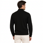 Men's Soft Cotton Blend Half Zip Pullover with Ribbed Trims
