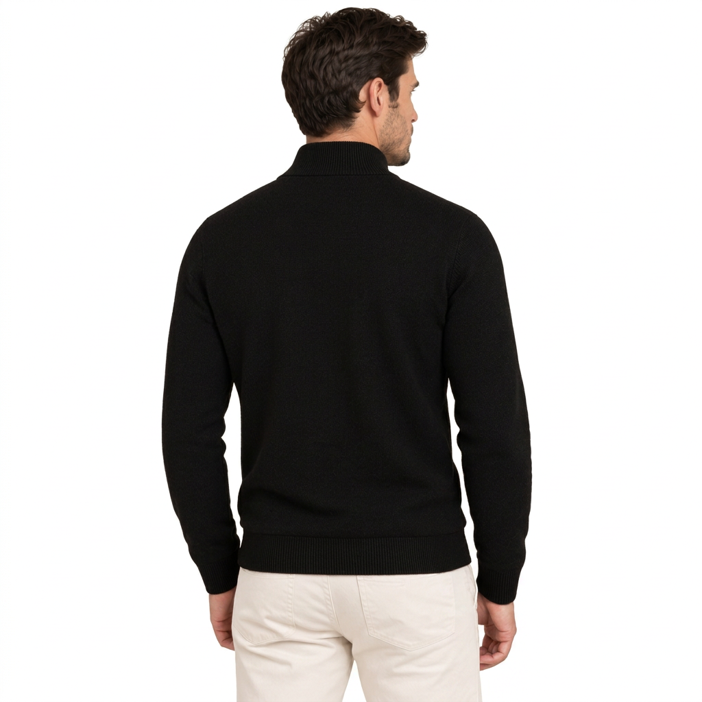 Men's Soft Cotton Blend Half Zip Pullover with Ribbed Trims