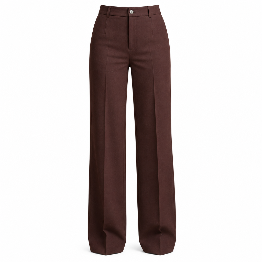 Brown straight-leg trousers