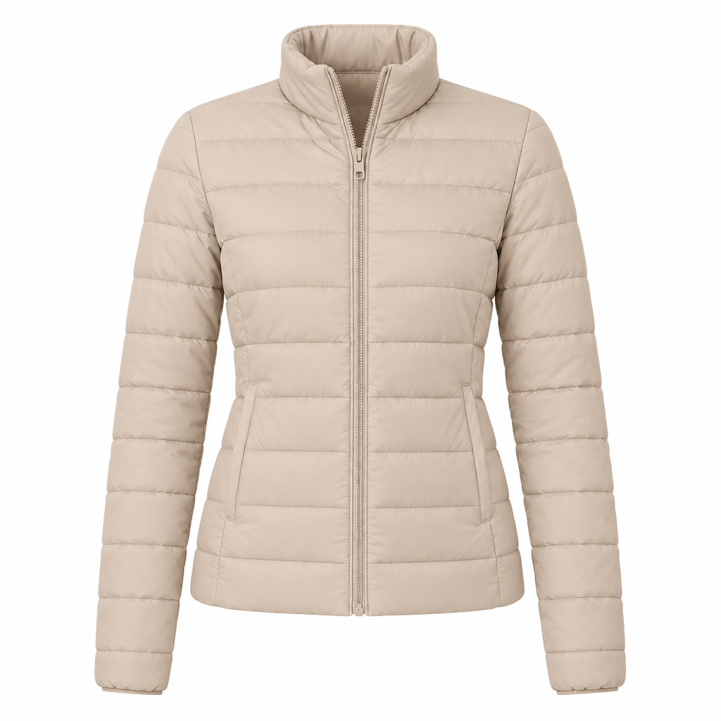 Women's Lightweight Down Puffer Jacket with Stand Collar