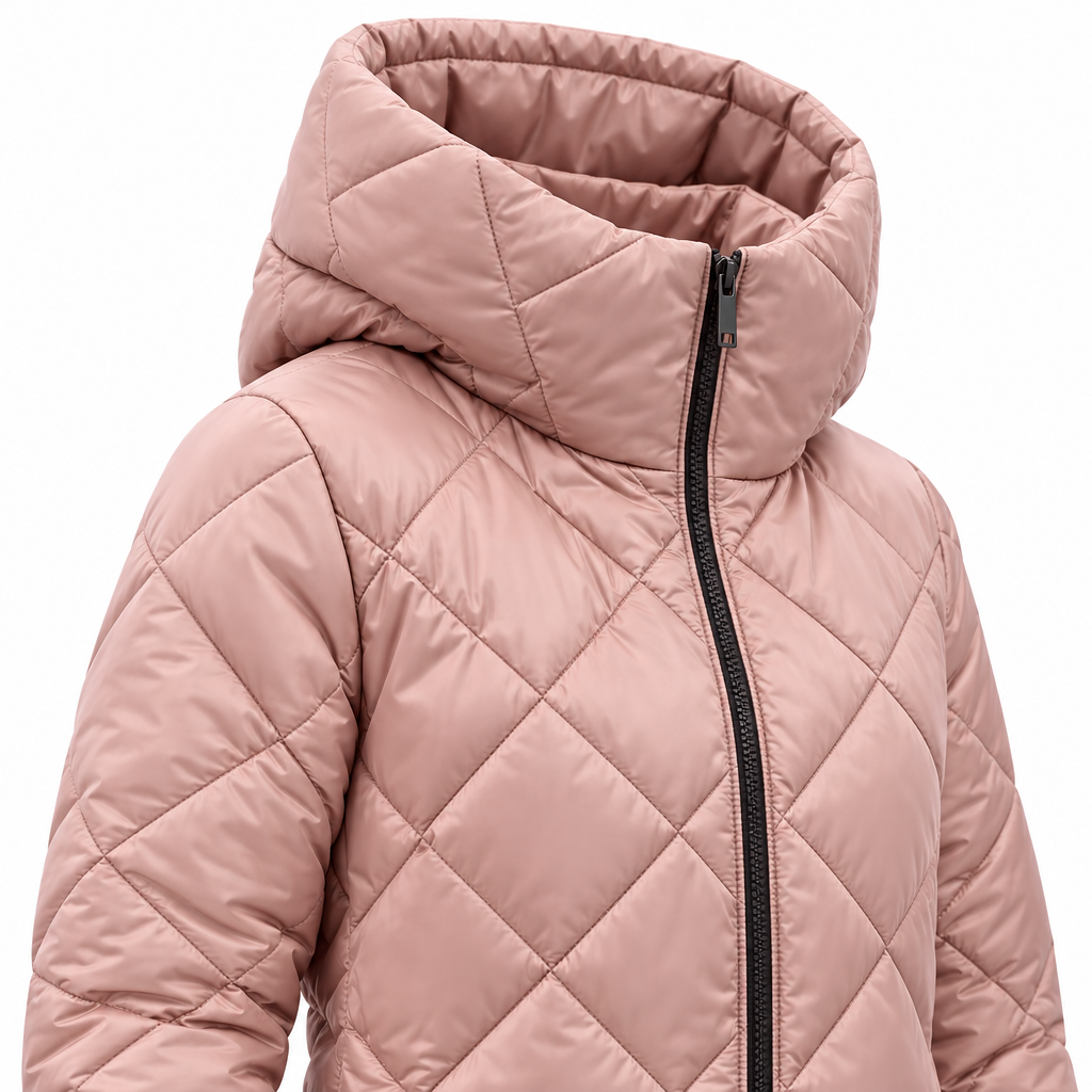 Women's Quilted Long Coat with Water-Resistant Fabric for Cold Weather