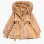Women's Parka with Hood and Adjustable Waist