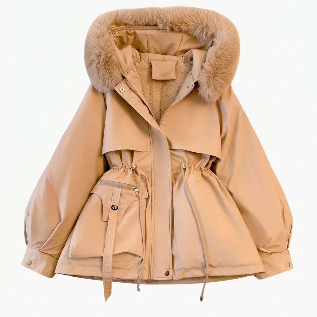 Women's Parka with Hood and Adjustable Waist