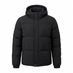 Men’s Winter Hooded Puffer Jacket – Padded Quilted Coat with Storm Flap