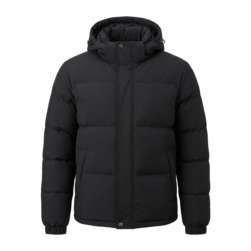 Men’s Winter Hooded Puffer Jacket – Padded Quilted Coat with Storm Flap