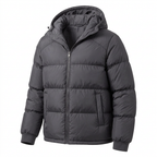 Men’s Hooded Puffer Jacket - Front Zip