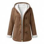 Women's Sherpa Lined Hooded Jacket with Toggle Closure for Warmth