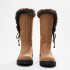 Women's Suede Mid Calf Boots with Faux-Fur Cuff for Cold Weather